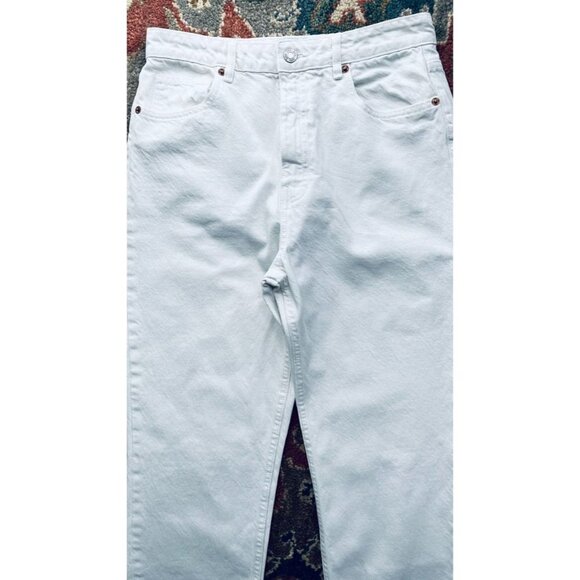 ZARA Mid-Rise Jeans  White SZ 10 Full Length Straight - Picture 2 of 11